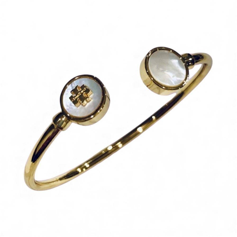 TORY BURCH KIRA MOTHER OF PEARL OPEN CUFF BRACELET